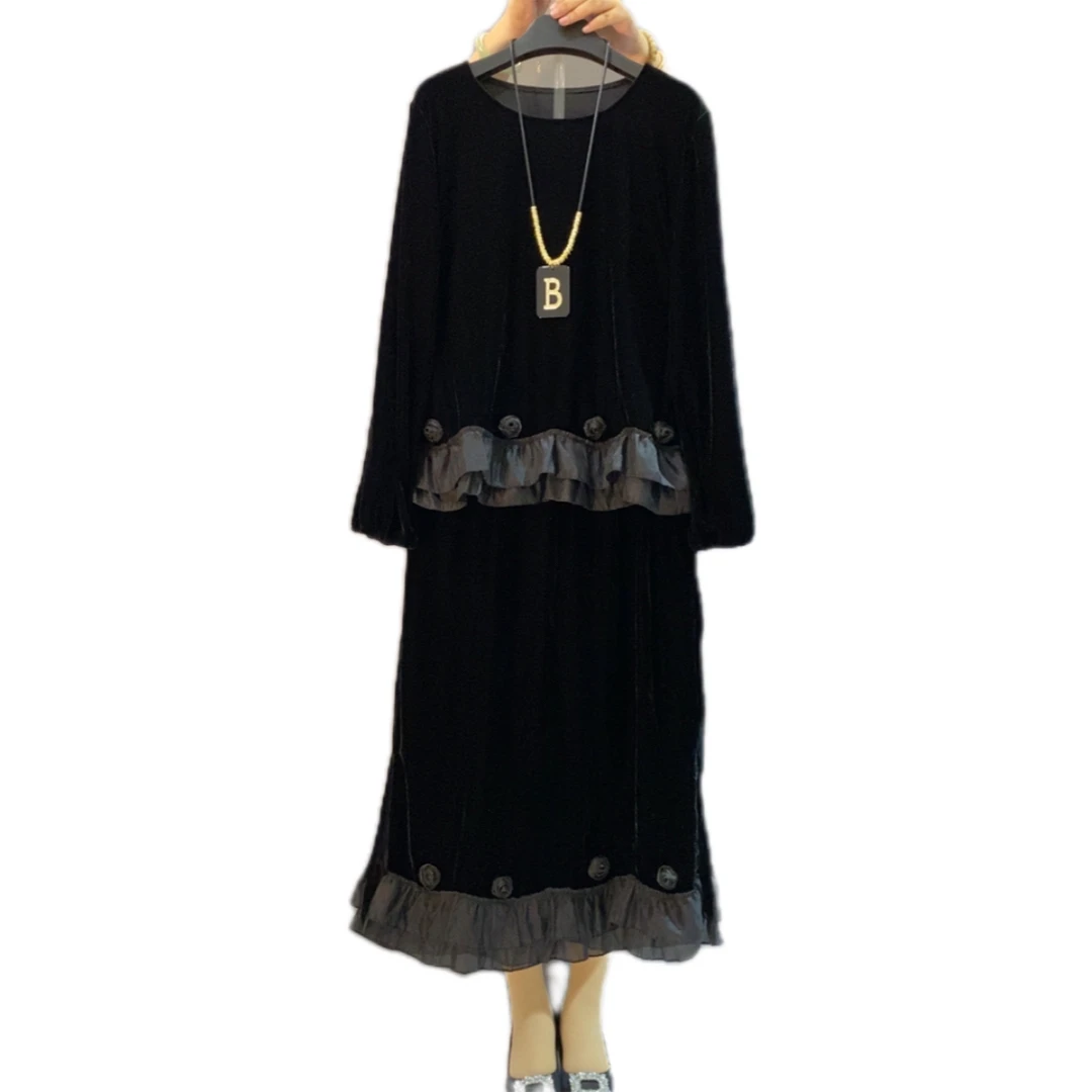 秋季新款大码2025丝绒上衣洋气半身裙减龄中长胖妹妹时尚套装