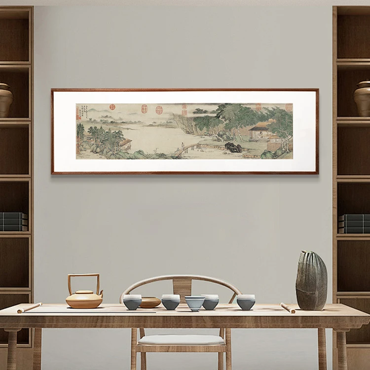 （携琴访友图）上睿客厅沙发背景墙书房挂画装饰画中国风
