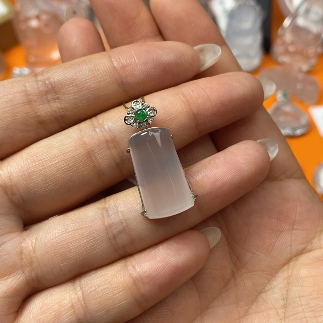 石英质玉银S925镶嵌吊坠(不含链)无事柱