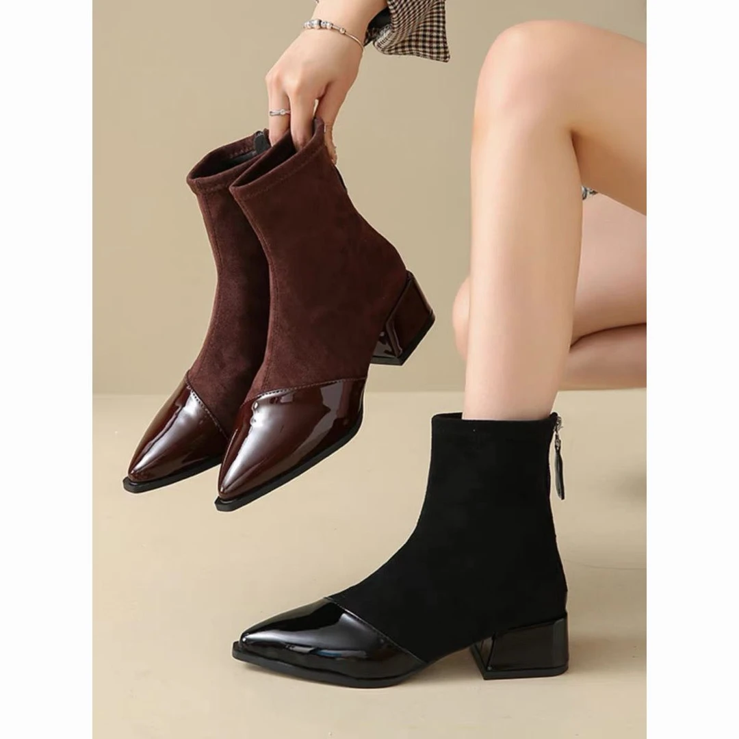 靴子2025年秋冬季春秋季新款网红爆款瘦瘦法式气质小踝靴尖短靴女