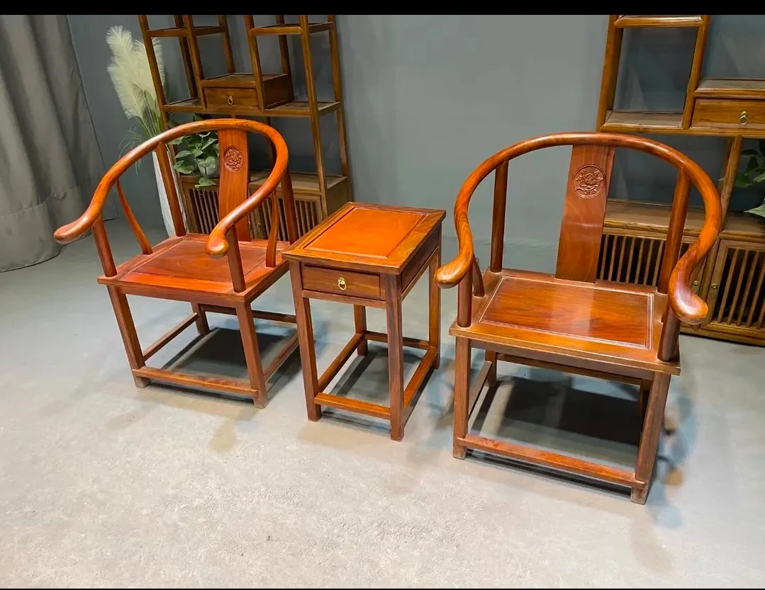 巴西黄檀木圈椅三件套阳台客厅围椅靠背椅