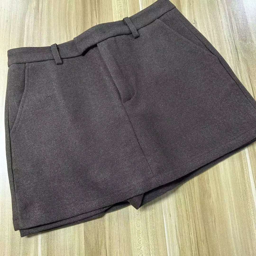 纯色加厚双叠层设计短裤裙99570