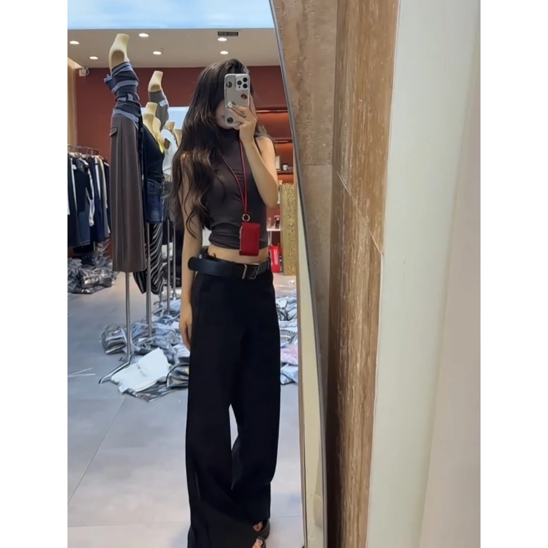 MARIE.COCO美式小众气质辣妹半高领无袖背心上衣时尚窄版显瘦长裤