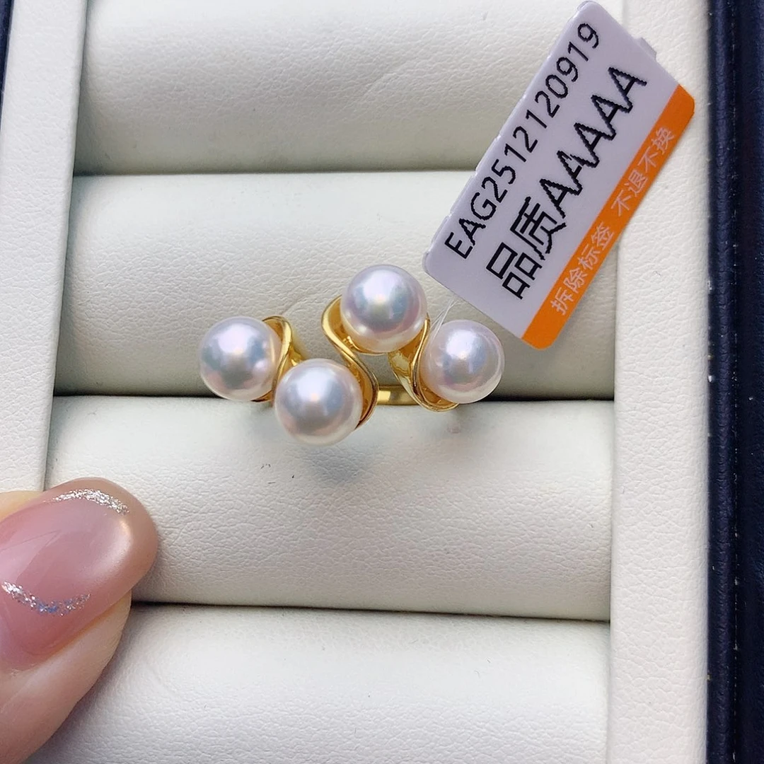 海水珍珠银S925镶嵌戒指w60