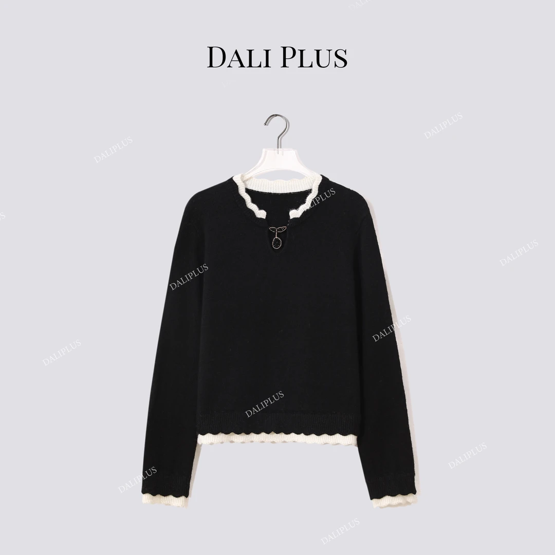 DALI PLUS“樱桃毛衣”原创设计羊驼毛混纺软糯针织衫-D5MM3365