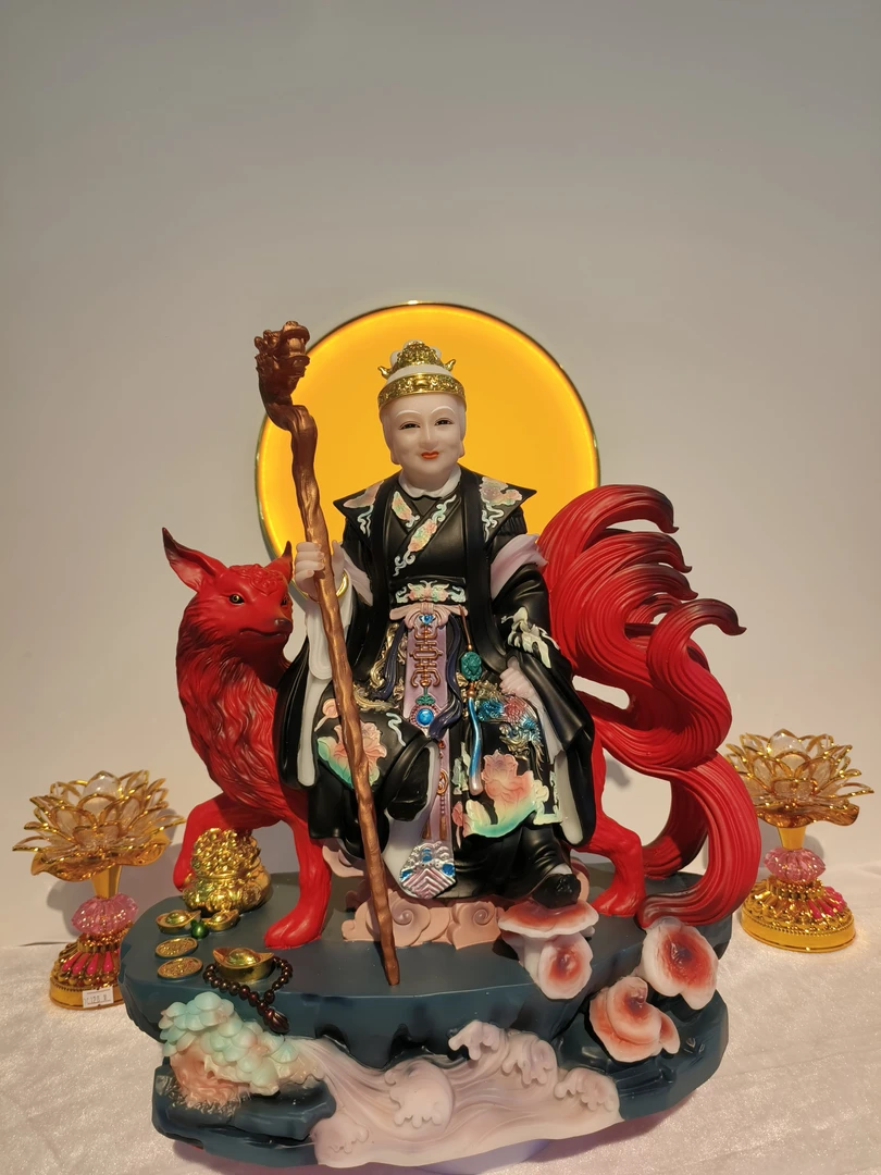 16寸汉白玉黑老太太神像汉白玉佛像家用摆件供奉装饰