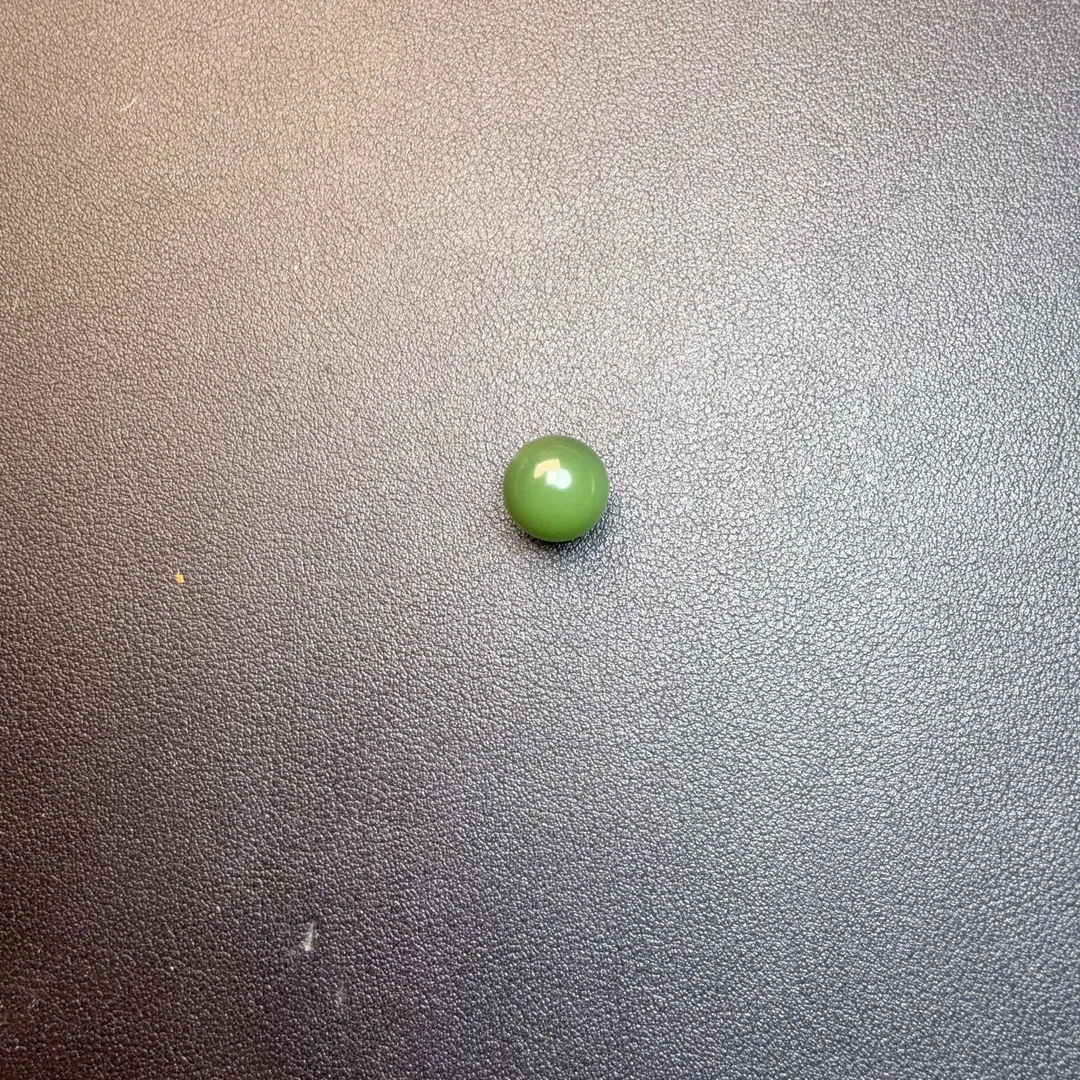 和田玉单珠14菠菜绿结构细