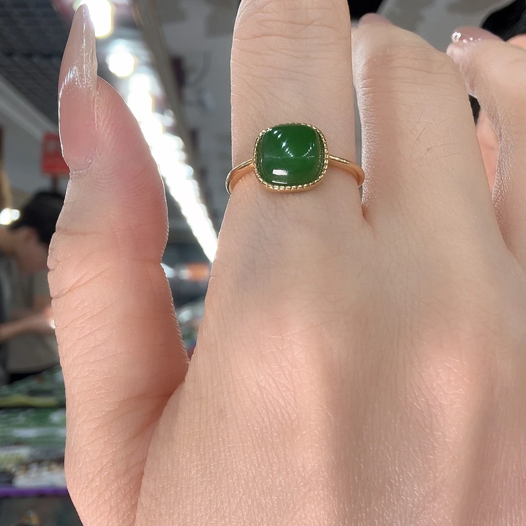 和田玉戒指银S925镶嵌