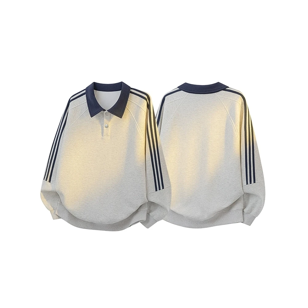 特大码300斤美式长袖Polo衫男女卫衣春秋休闲运动服翻领插肩衣服