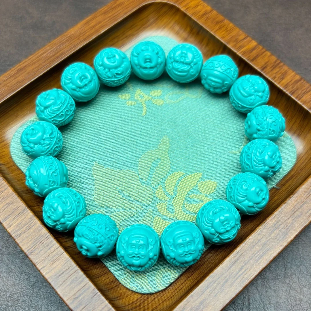 非金属珐琅手链 蓝色 雕刻笑佛1.2mi手串 S255