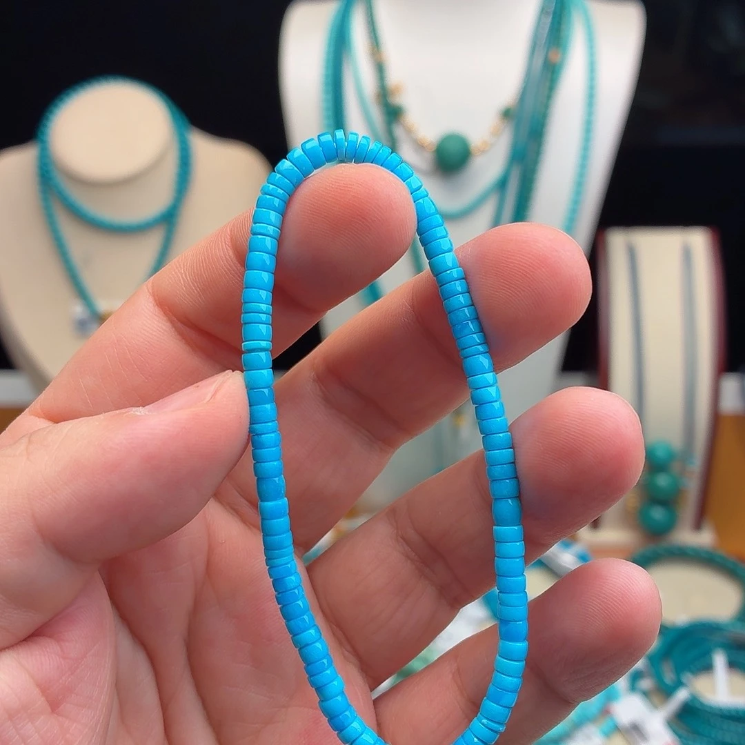 绿松石未镶嵌绿松石3.8直切手串
