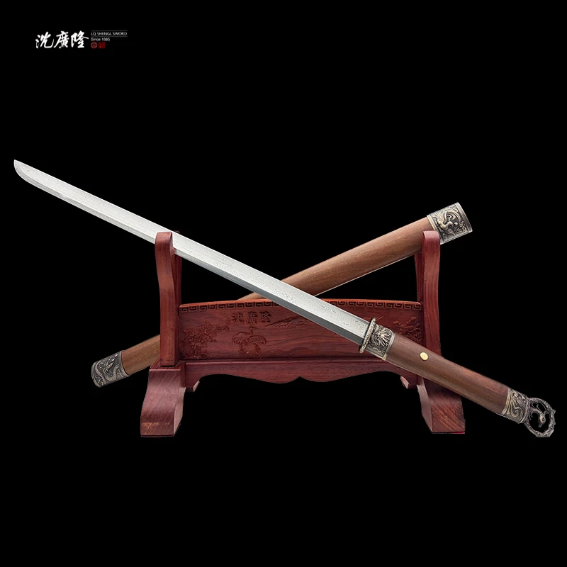 龙泉沈广隆-龙凤呈祥刀 冷兵器 收藏 花纹钢 手工锻打 未开刃