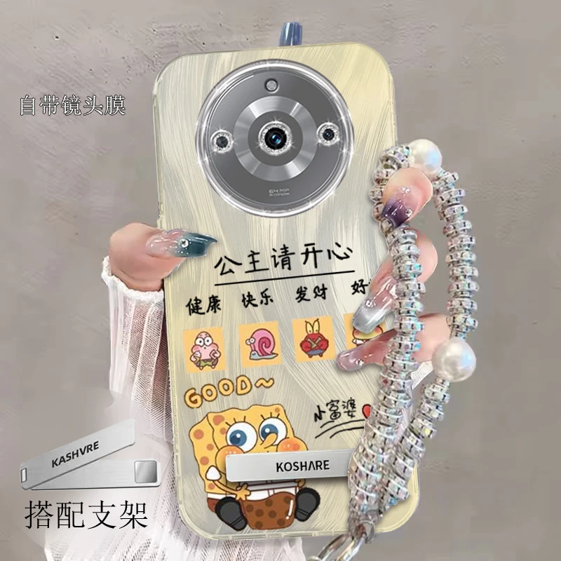 带镜头膜真我11Pro+手机壳海绵宝宝RMX3740全包realme11一体羽纱