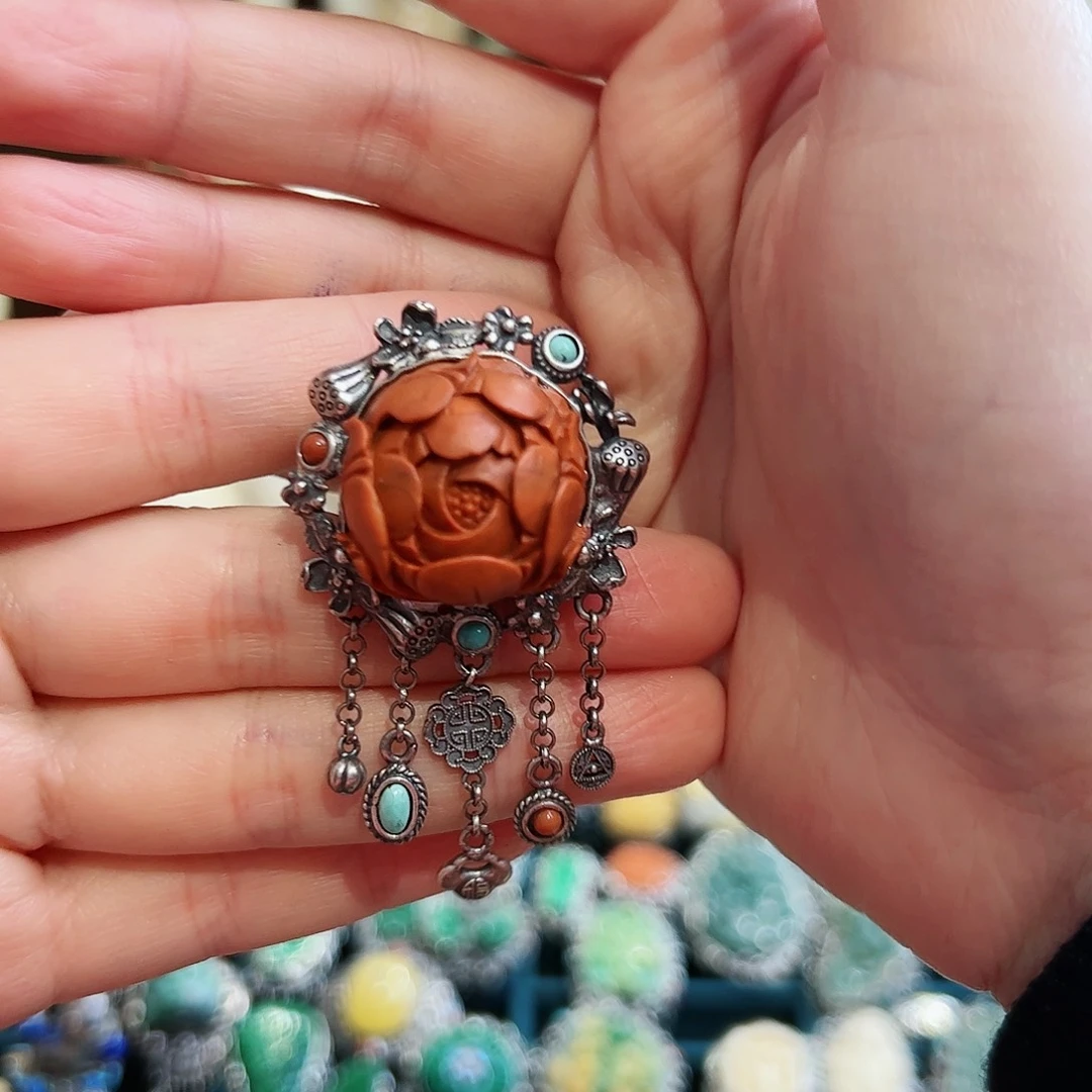 玛瑙/玉髓戒指银S925镶嵌用****6古风