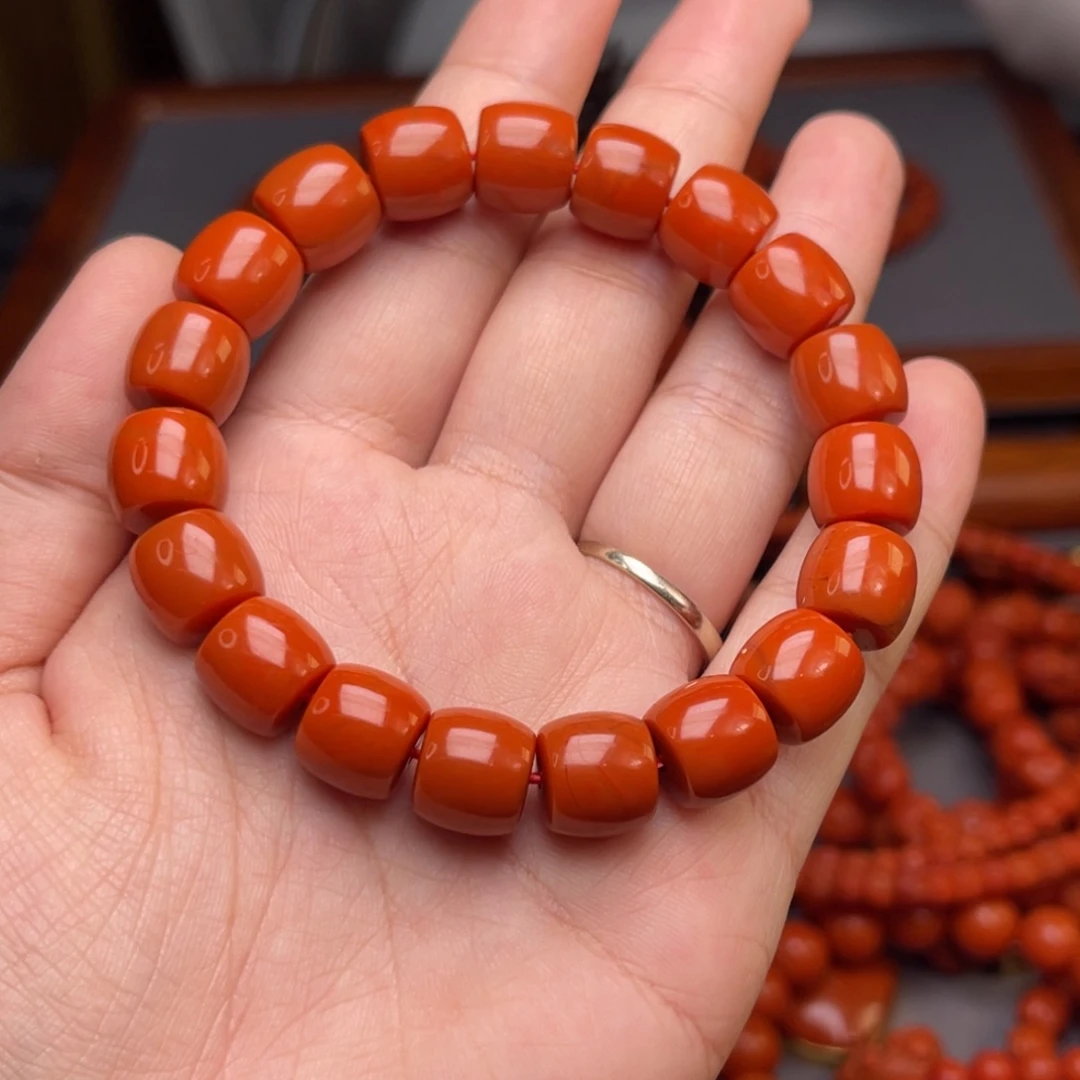 南红玛瑙直切手串卡11尺寸未镶嵌