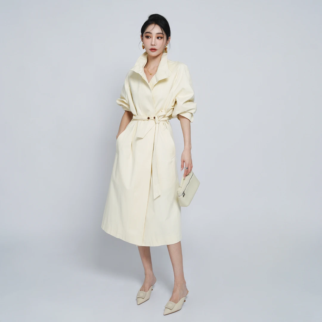 JANGHEMEI【纯色宽松风衣】尤莱特立领百搭长款风衣 F15436M41