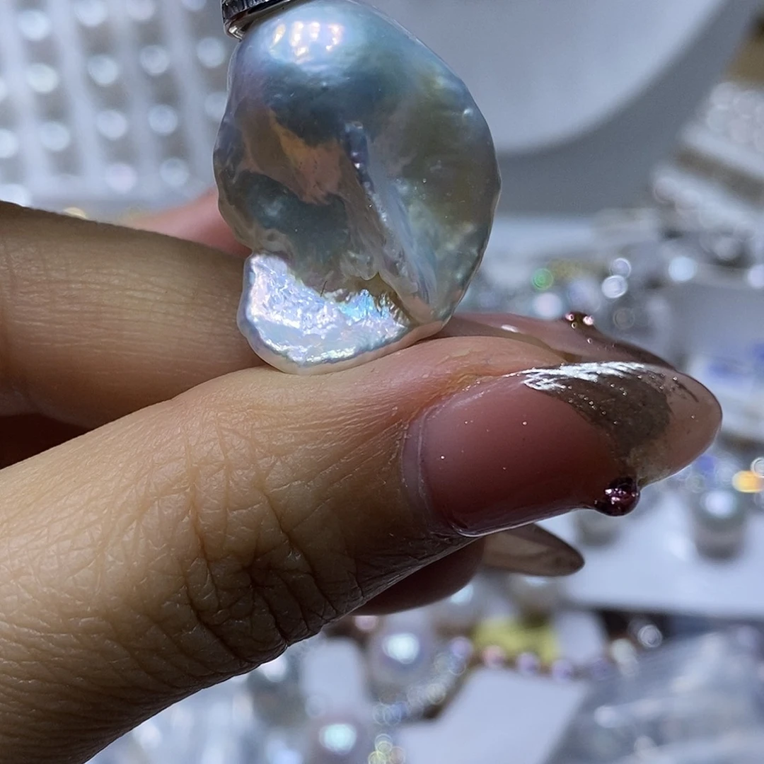 淡水珍珠吊坠银S925镶嵌