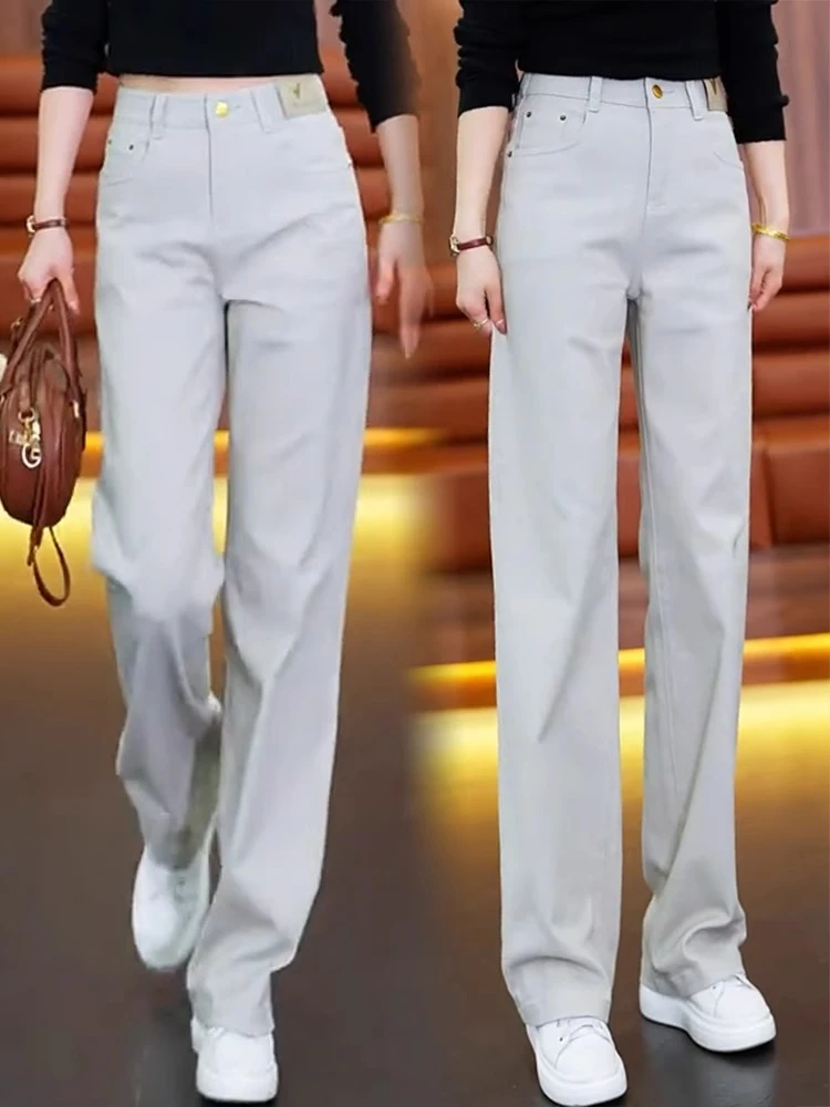 窄版直筒牛仔女2025年春秋新款高腰显瘦垂感宽松休闲百搭阔腿裤子