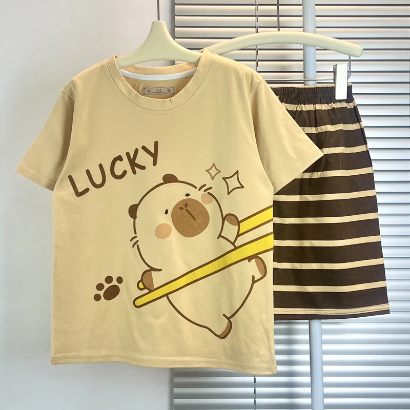 男童儿童睡衣夏季纯棉短袖全棉薄款男孩中大童卡通家居服2025新款