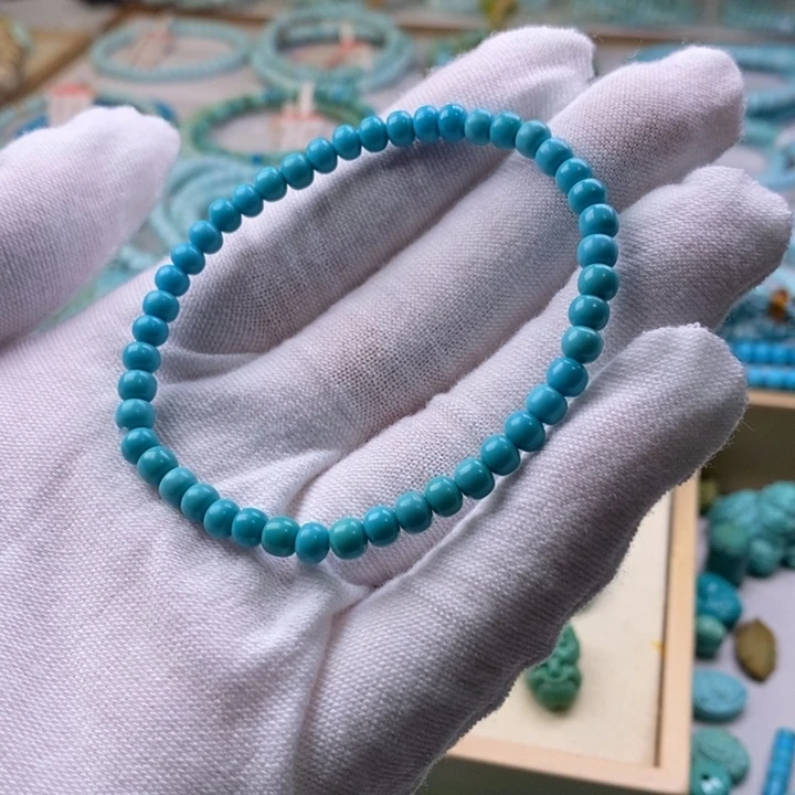 绿松石未镶嵌精品玉化老型手串4.5