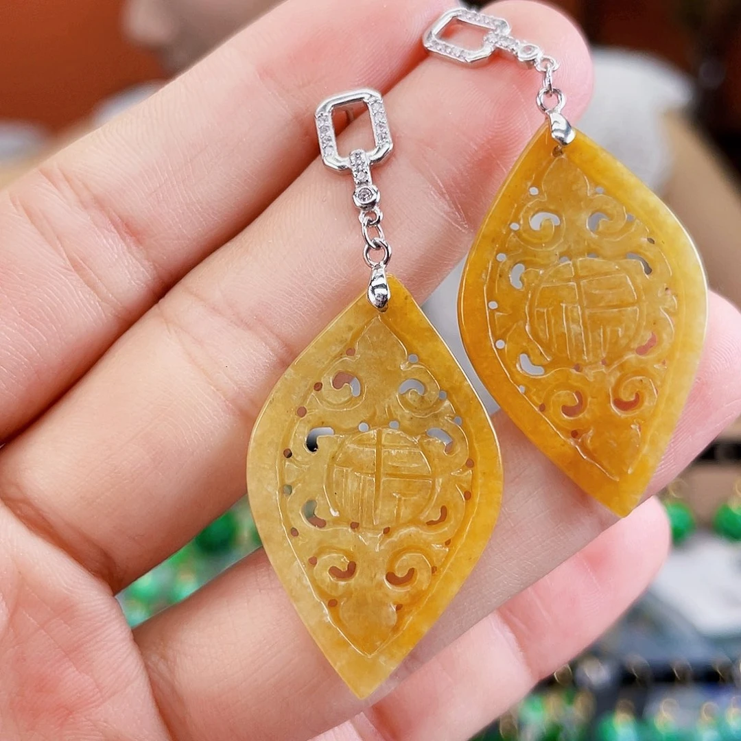翡翠银S925镶嵌耳饰