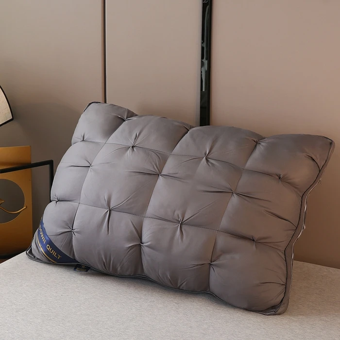 2025新款酒店扭花浅灰枕头成人单边枕48*74cm枕头枕芯云眠奢品