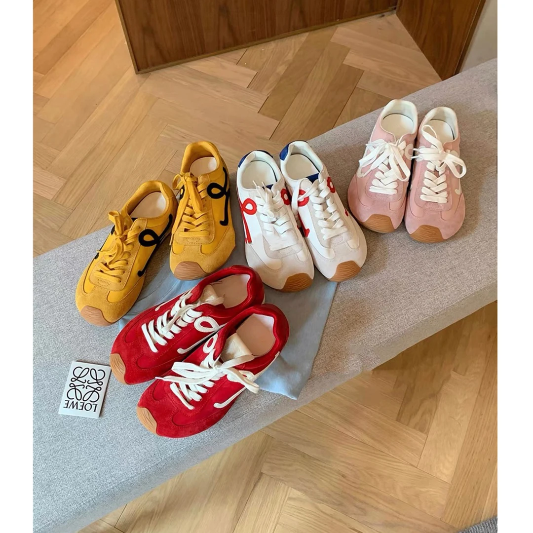内增高5cm~幂幂同款系带休闲大头草莓粉配色厚底阿甘德训鞋女鞋春