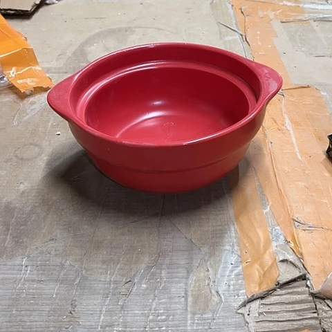 微瑕，明火，口径16厘米，高度6.5针孔颗粒，红