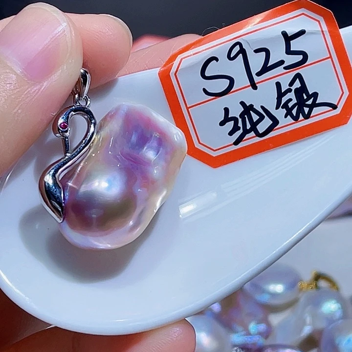 淡水珍珠银S925镶嵌颈饰