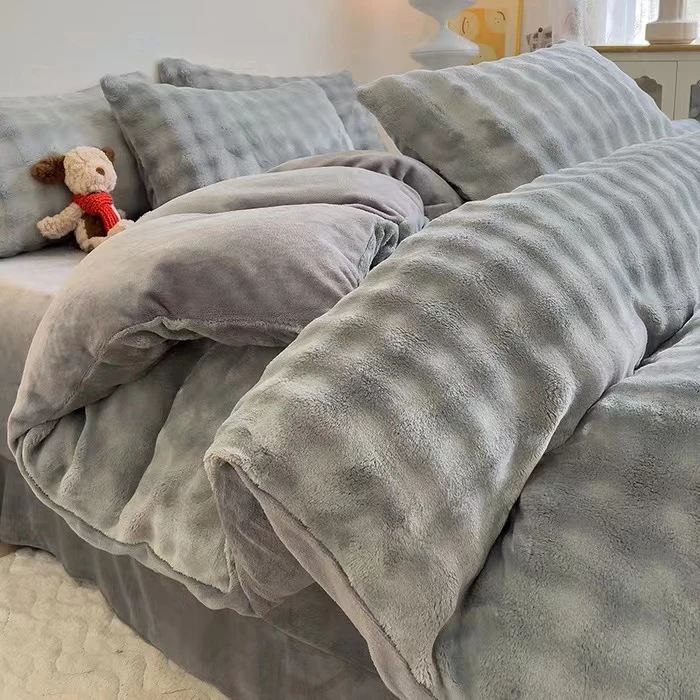 冬款牛奶绒四件套加厚保暖毛绒单人双面绒学生宿舍水晶绒加绒被