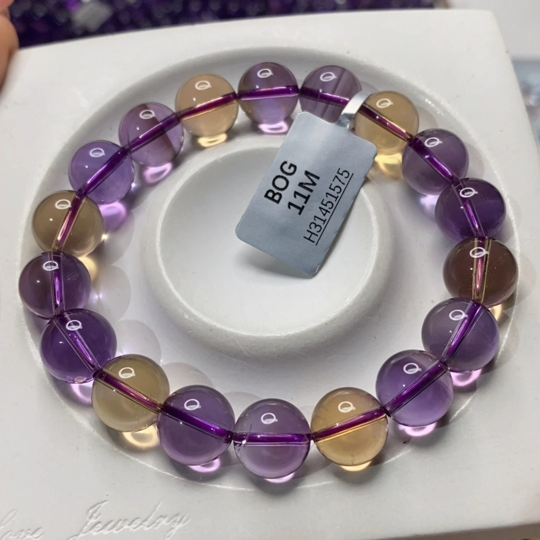 未镶嵌手链水晶玻利维亚紫黄晶11M