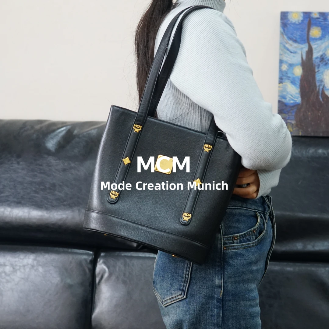 95新 MCM 黑金单肩手提水桶包/F3ZH10526033/6033