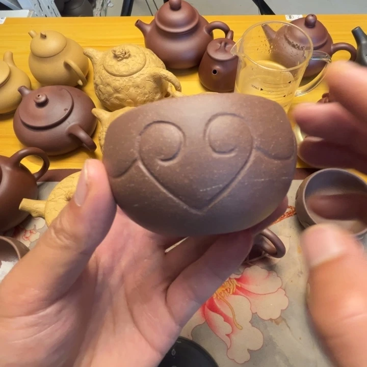 茶壶紫砂@****@紫泥如意杯100cc左右瑕疵