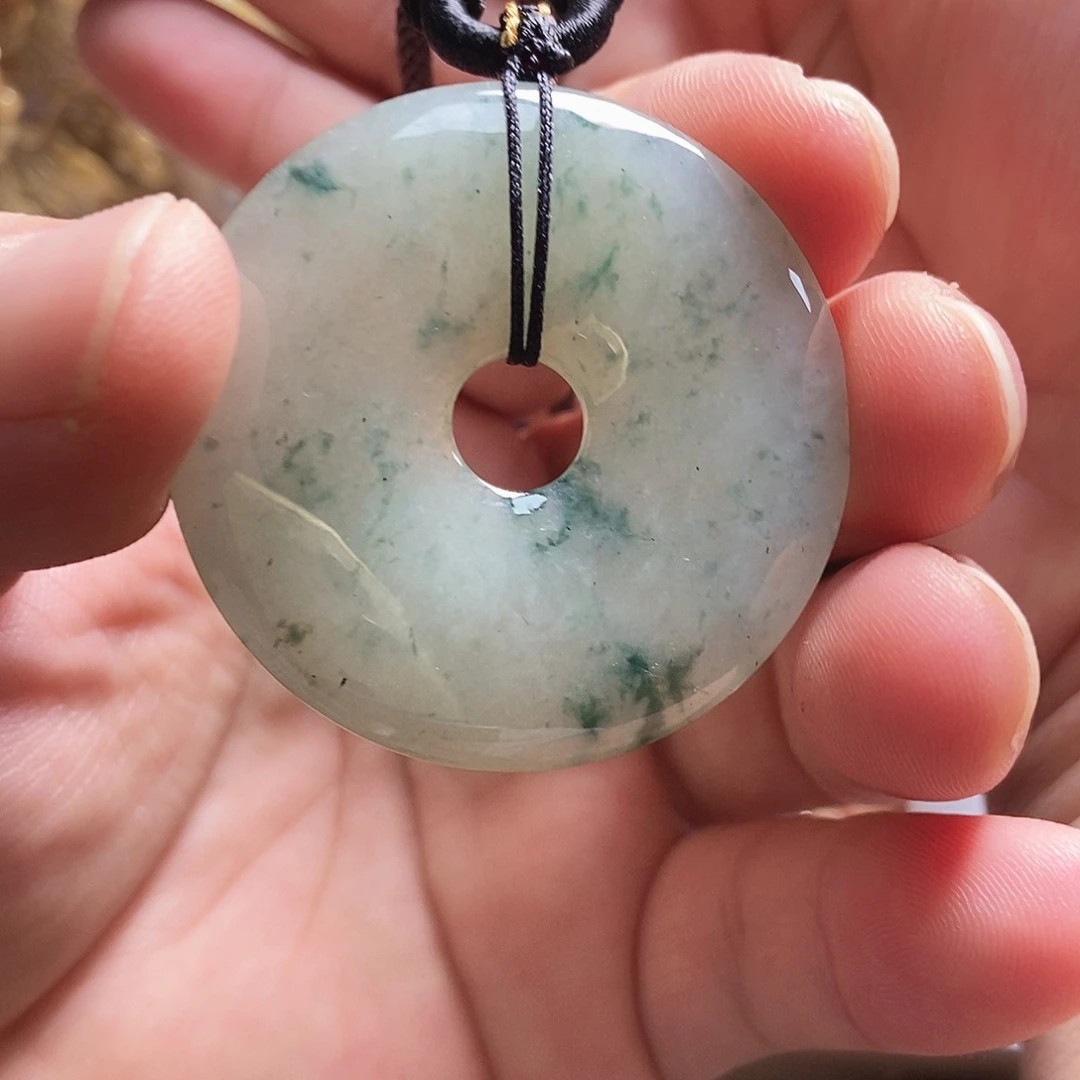 粼***粼翡翠未镶嵌手镯糯冰起胶翡翠平安扣