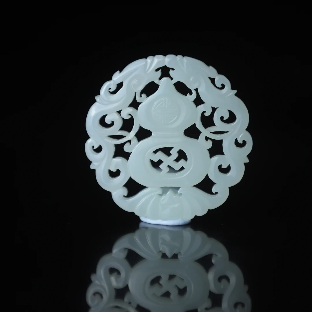 TCWWA07065清晚和田白玉双龙福禄佩