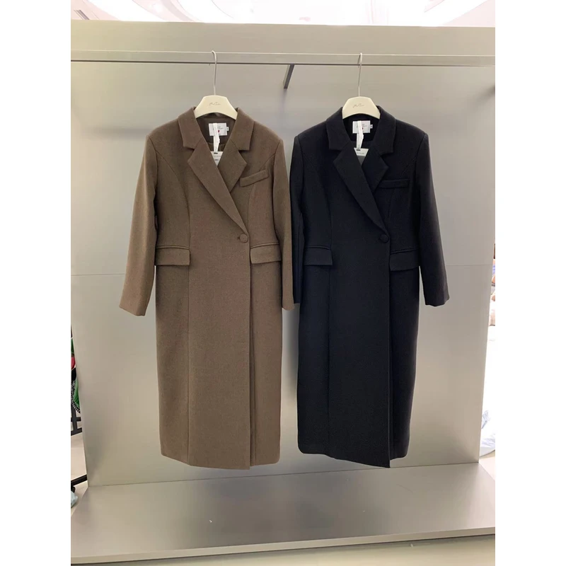 慧芝huizhi 人生大衣 定制款 单面尼收腰正肩大衣