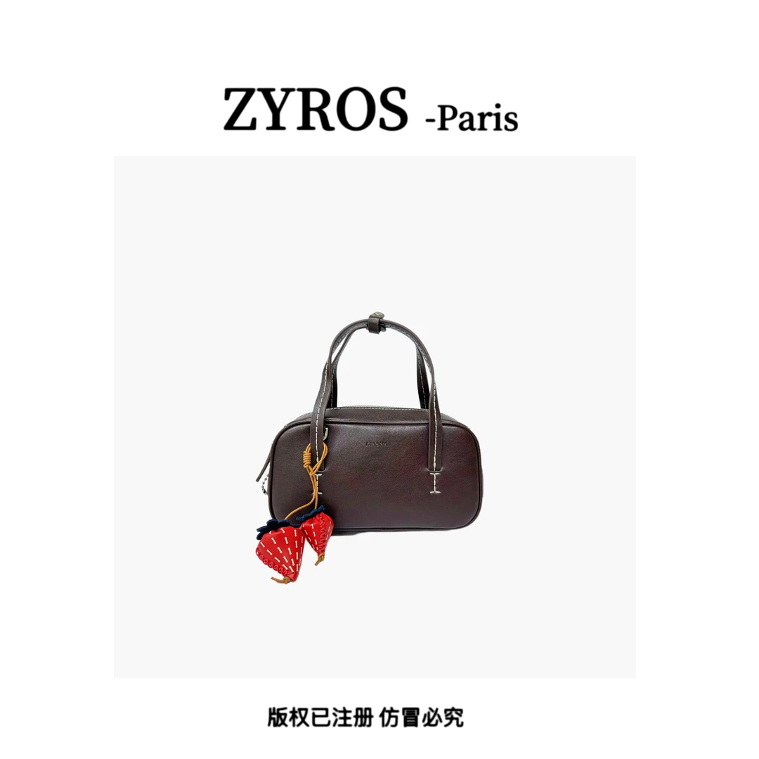 ZYROS/秋冬新款咖色高级感经典时尚百搭手拎斜跨波士顿包女Z457