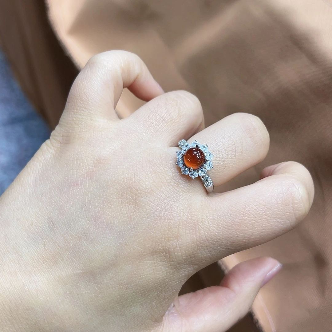 蛇纹石玉银S925镶嵌戒指