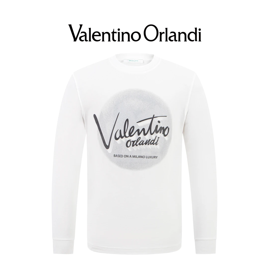 Valentino orlandi男士秋冬B版时尚休闲胸口字母几何印花长袖T恤