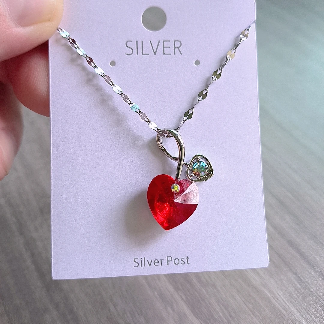 铜合金仿水晶项链 莎朵饰品施华爱心项链百搭气质锁骨链时尚简约