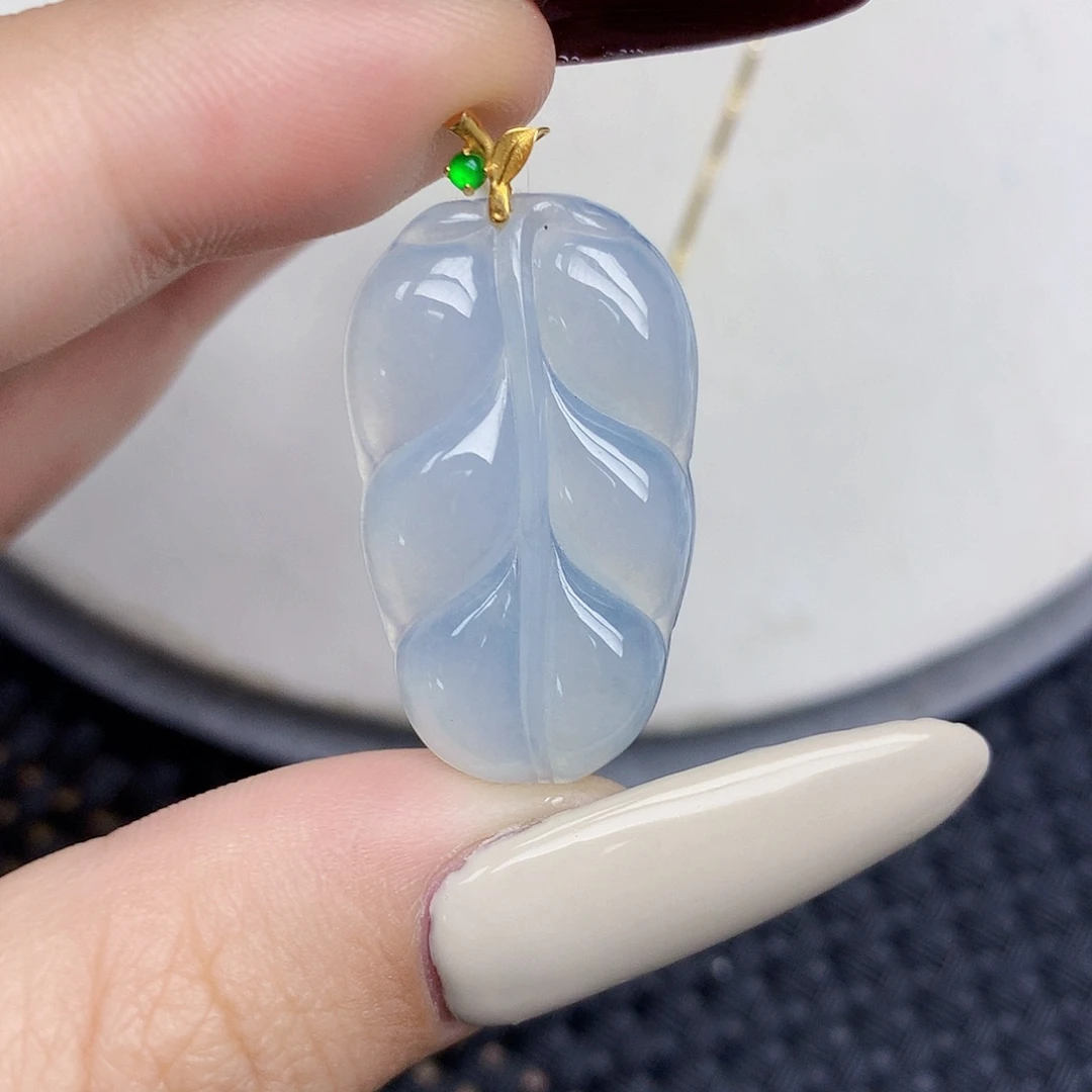 翡翠18K金镶嵌颈饰天然缅甸翡翠a货百元以上9元证书费自理