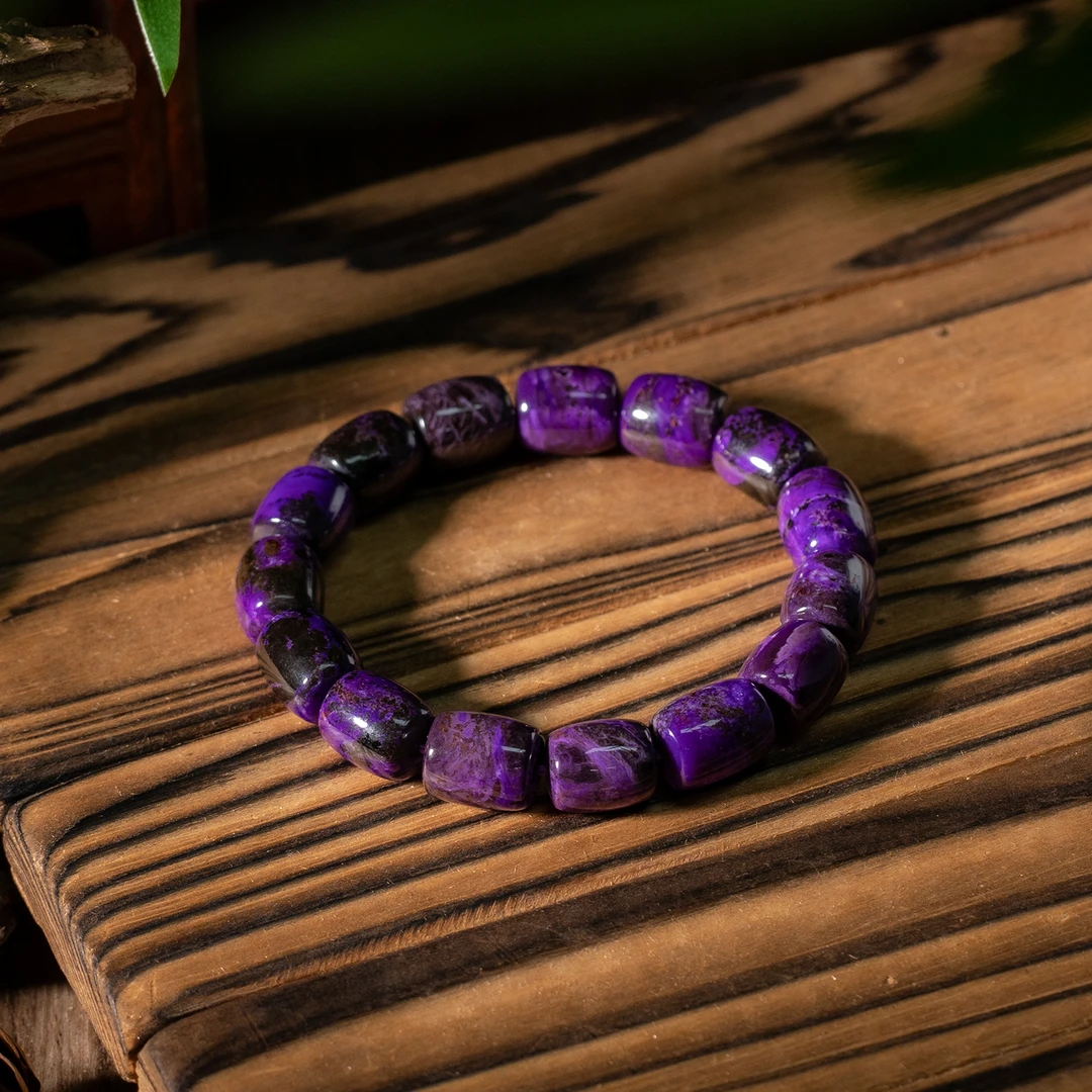 世间臻宝-妖紫丨老矿丝绒舒俱来大桶珠手串/多样性发/P7404