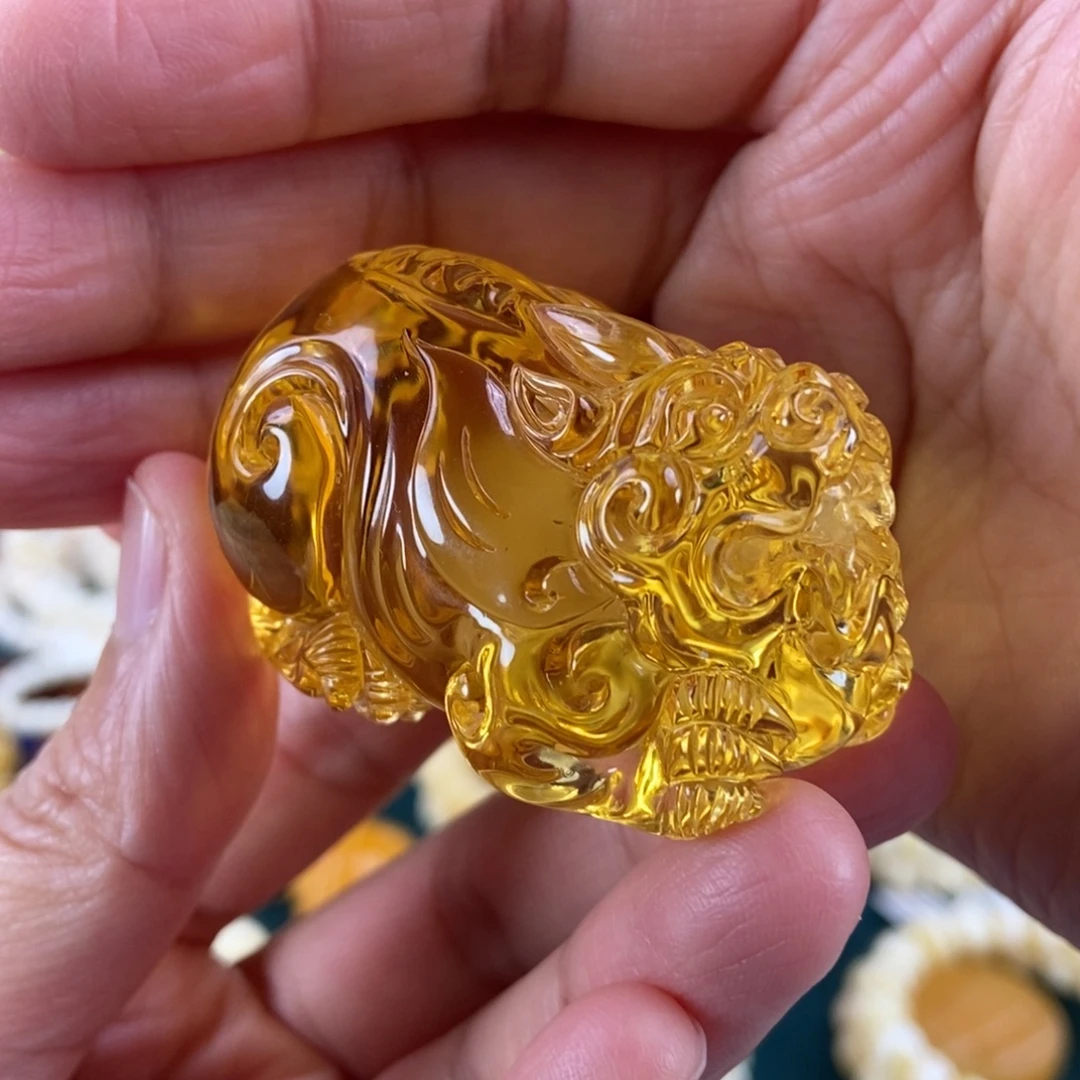 琥珀未镶嵌珠宝奇石35.6金珀貔貅吊坠