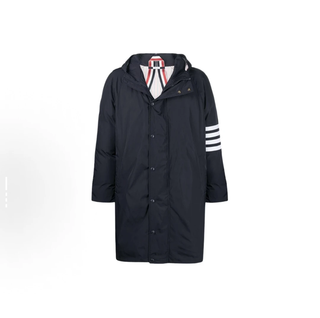 【大美夕】橄榄系列连帽四条纹派克大衣羽绒服5888