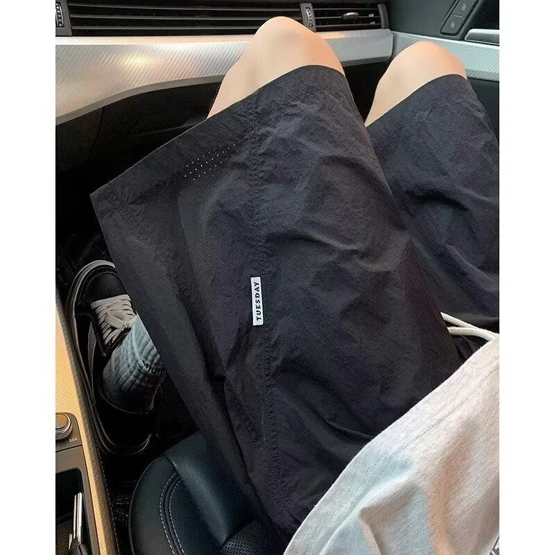 夏季速干薄款潮休闲裤中裤宽松速干裤潮流夏装百搭运动裤透气短裤