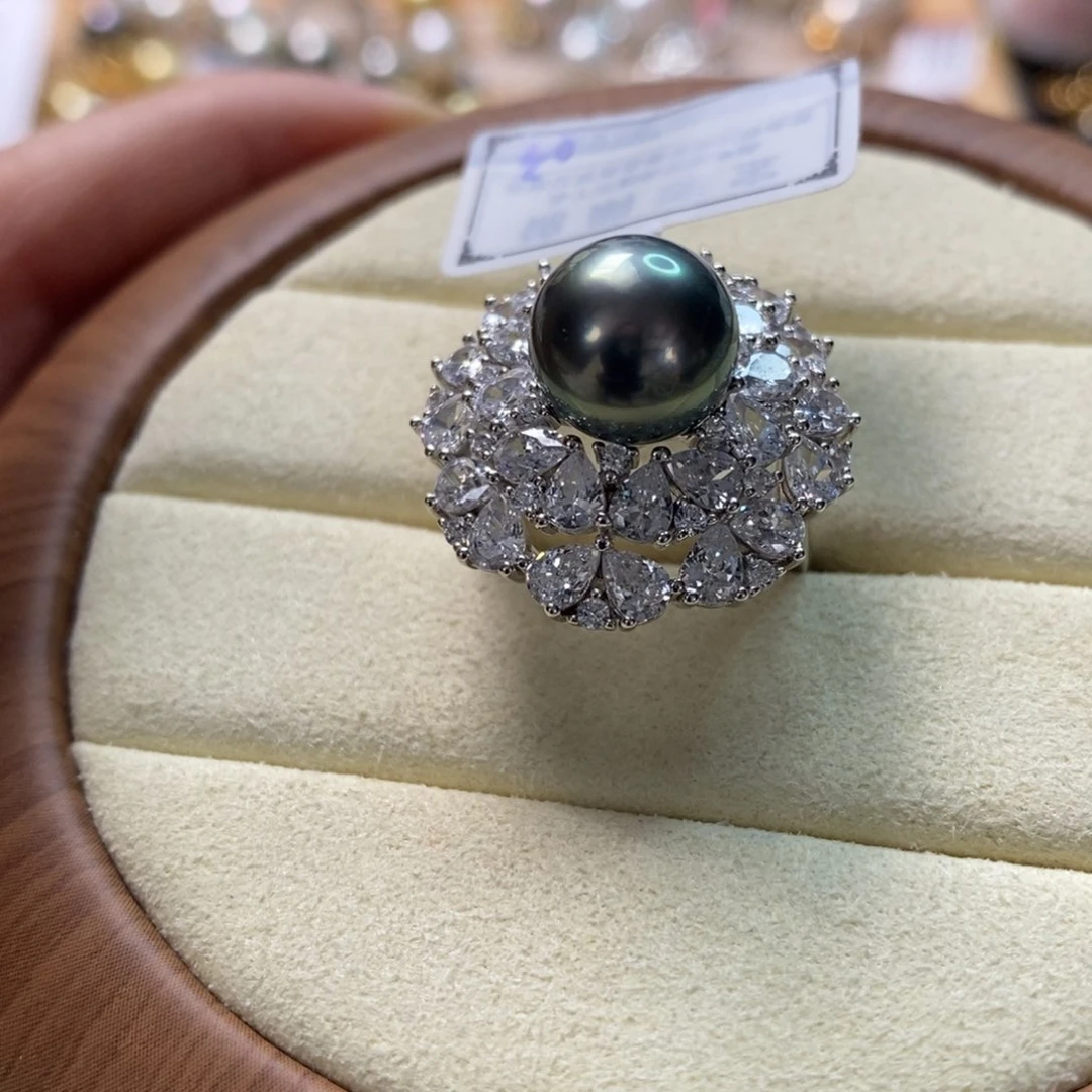 海水珍珠戒圈银S925镶嵌