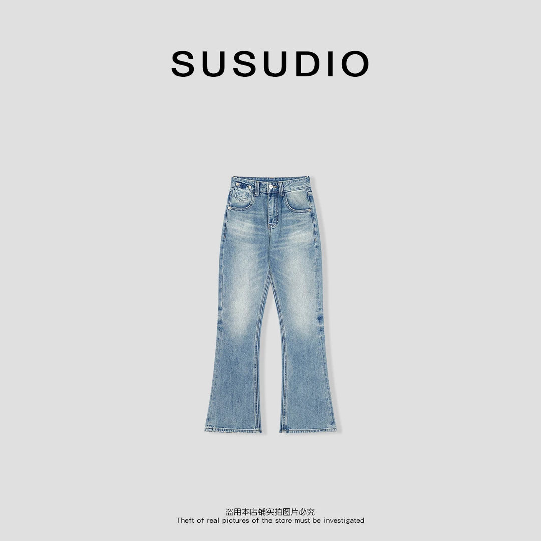 SUSUDIO③设计款手工缝制打爪工艺微喇牛仔裤40141
