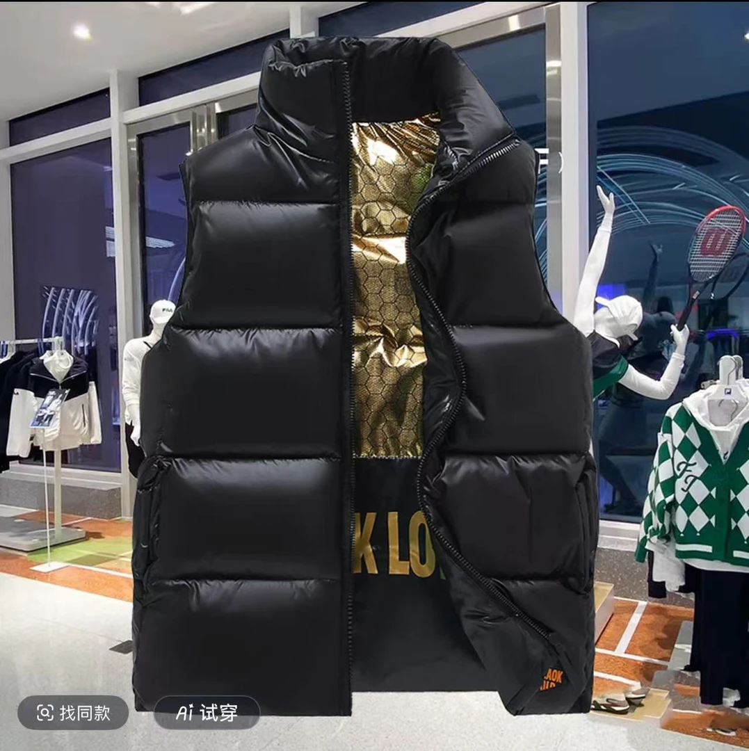 原版2025新款黑金马甲女冬季韩版潮牌情侣马夹外穿加厚保暖坎肩