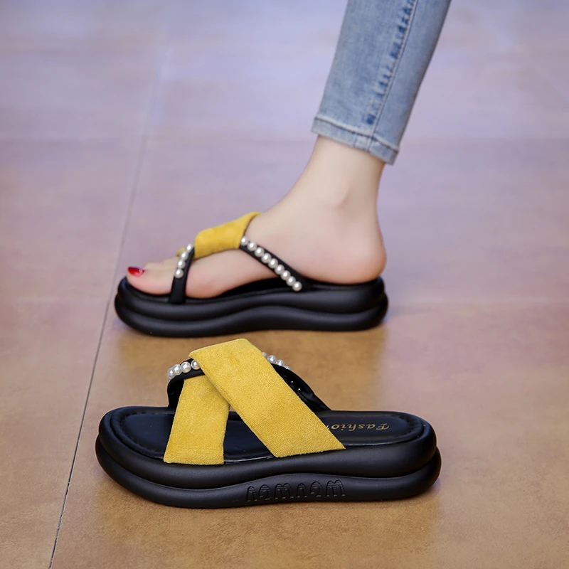 国风拖鞋女夏季外穿超火厚底2025新款时尚绝美不累脚配裙子凉拖鞋