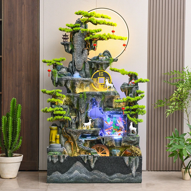 假山流水喷泉养鱼池风水轮客厅餐厅阳台花园装饰送礼落地家居摆件